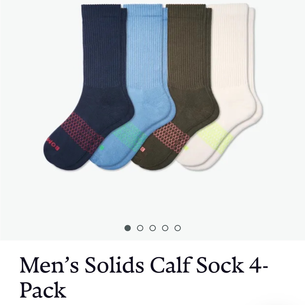 Bombas Men’s Calf Socks 4 Pack size XL